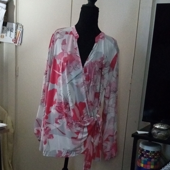 Alfani Tops - Floral Wrap Blouse